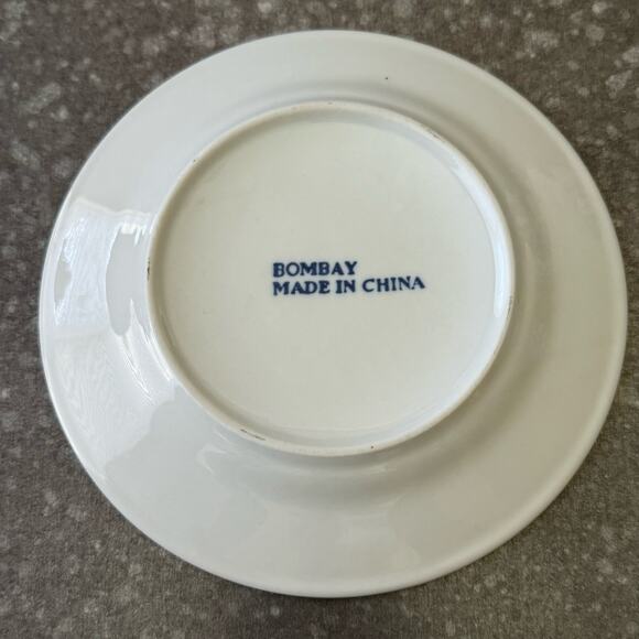 Vintage Bombay 8" Salad Plate Tile Pattern Scrolls Hearts Fans Silver Trim - Picture 4 of 5